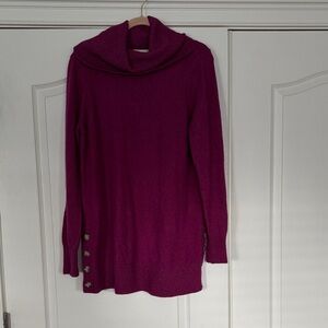 LOFT Magenta Cow Neck Maternity Sweater
